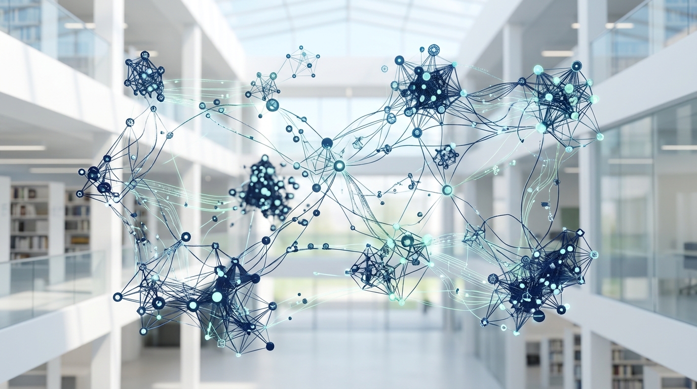 Institutional research network visualization showing connected knowledge nodes